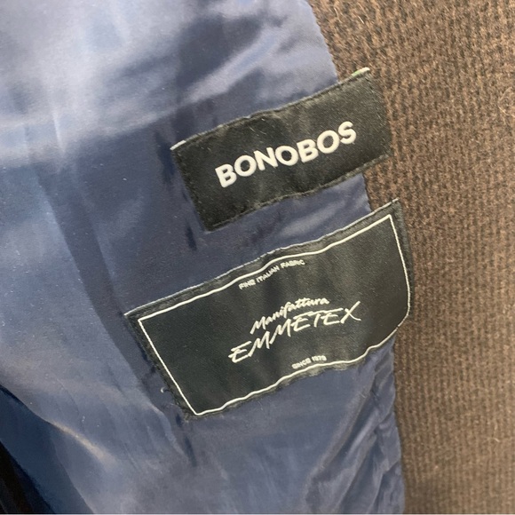 Bonobos Manifattura Emmetex Fine Italian Fabric Wool Check Pea Coat Brown - Picture 11 of 15